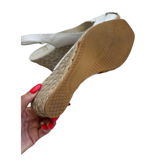 STUART WEITZMAN White Leather Espadrille Wedges Size 8.5 - Picture 7 of 10